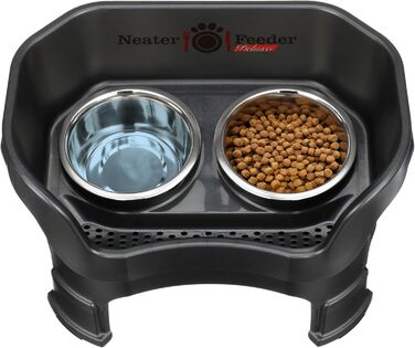 Набір мисок для собак Neater Feeder Deluxe: миски з нержавіючої сталі, без розливання, піднята платформа, для великих собак, США, чорний Midnight (Medium)