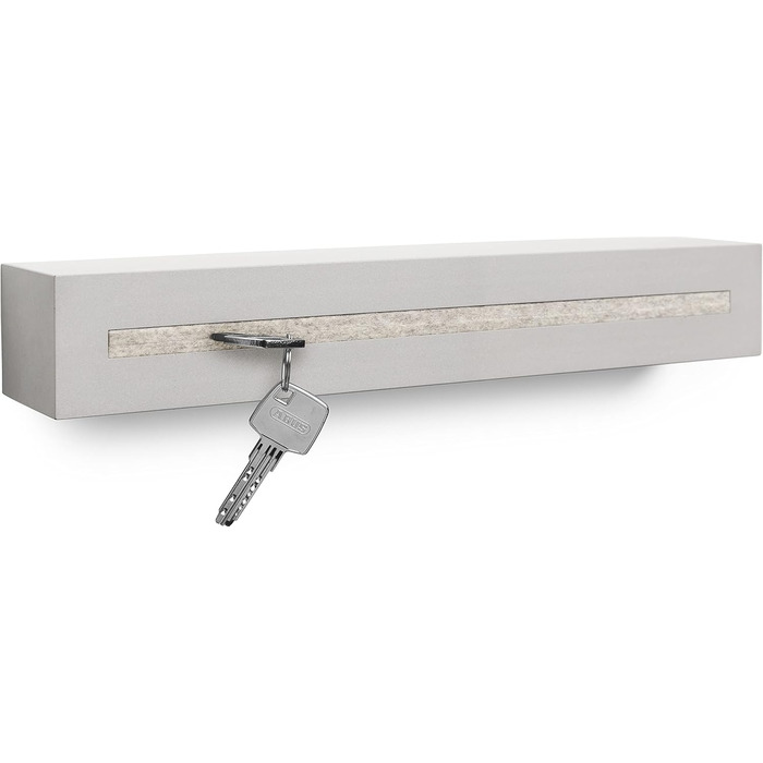 Buchenbusch urban design key board with concrete shelf 'light edition' 33x6x5 cm, key board wall, key storage hallway, (white mottled)