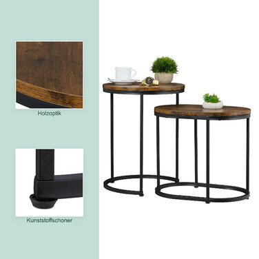 Relaxdays Set of 2 Side Tables - Industrial Design