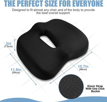 Подушка для сидіння Ainiv, ергономічна подушка з Memory Foam для офісного крісла, інвалідного візка, автомобіля (чорна)