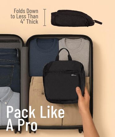 Сумка-органайзер для косметики та туалетних аксесуарів D&D - чорна, на гачку, для подорожей