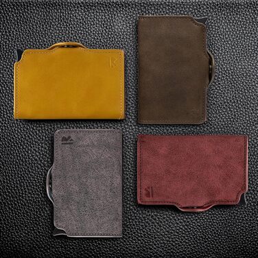 BEWMER Преміум картхолдер для кредитних карток | Смарт-портмоне для жінок та чоловіків з RFID захистом від копіювання | Шкіряне картхолдер-гаманець сірого кольору