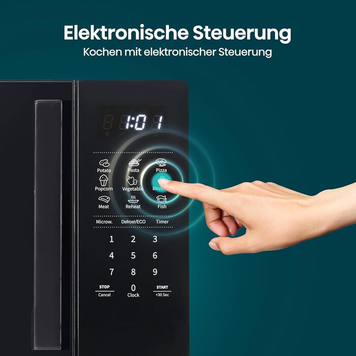 Мікрохвильова піч Hisense H20MOBS4HI 20 л, 700 Вт, InverterTech, керамічне покриття, чорна