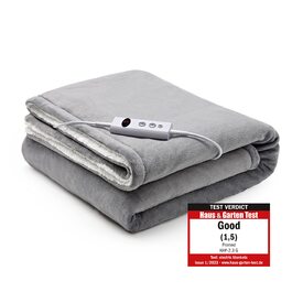 Електрична гріюча ковдра Promed з автовимкненням, 180x130 см, 10 температурних режимів, для шиї, плечей та спини (сіра/біла)