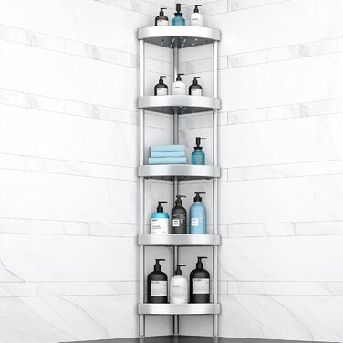 Поличка для душу Nieifi без свердління, кутова, нержавіюча сталь, 4 яруси, чорна, для ванної кімнати та душу