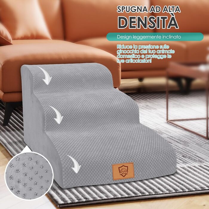 Сходинки для собак Myiosus: 3 сходинки, сірі, водонепроникні, з неслизьким покриттям, для софи та ліжка, знімний чохол, портативні для собак та котів