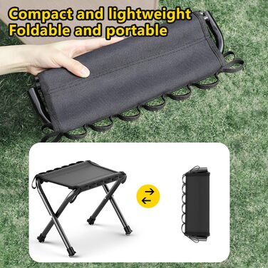 Складаний туристичний стільчик-табурет для кемпінгу (чорний)