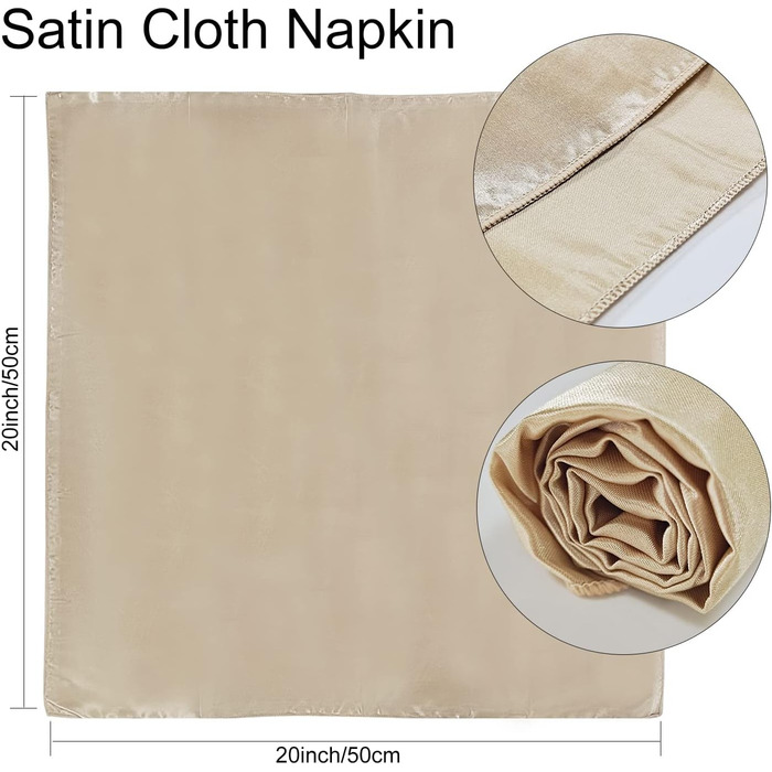 Kalopro 12-Piece Gold Cloth Napkins, Satin Gold Table Napkins, 20x20 inches (50.8x50.8 cm), Washable, Polyester, Reusable Napkins, Fabric for Wedding, Party, Christmas, Table Decoration (Gold)