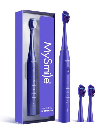 MySmile DY156 Електрична зубна щітка для дорослих, акумуляторна звукова зубна щітка, портативна з 3 насадками, таймер 2 хвилини, 5 режимів, 45000 VPM, 60 днів від заряду, блакитна, 1 шт.