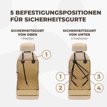 Extra Stable Dog Car Seat - High-Quality Car Seat for Small to Medium Dogs - Reinforced Walls and 3 Straps - Waterproof Dog Car Seat for Back and Front Seats (Beige)