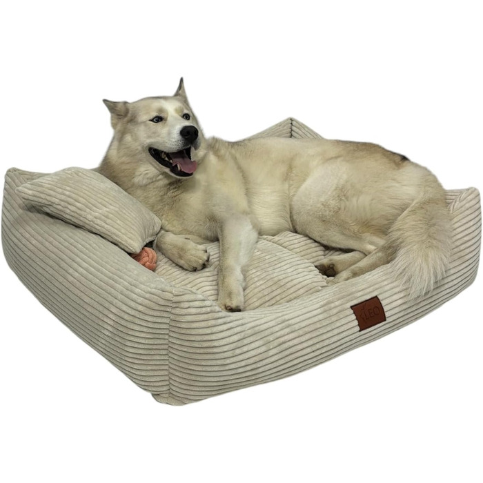 Крісло-лежанка для собак Leo4dog: зручне та миюче крісло-лежанка для собак маленьких, середніх та великих порід (Бежевий, S 67x52)