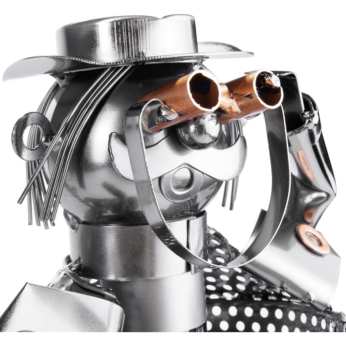 BRUBAKER Wine Bottle Holder Hunter - Bottle Rack Sculpture made of Metal with Gift Card - Silver Wine Gift Height 33 cm