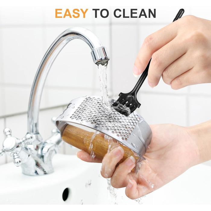 Пресс для часнику з нержавіючої сталі з важелем, дерев'яний ручка, прес для часнику, подрібнювач часнику, кухонний гаджет, легкий у чищенні