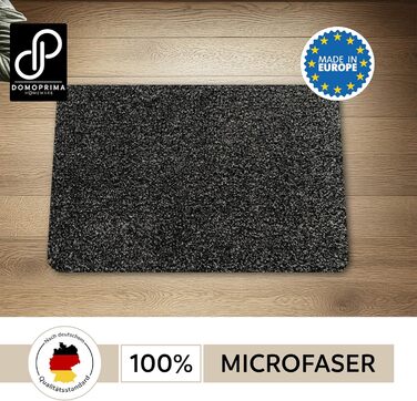 Килимок для підлоги DOMOPRIMA з мікрофібри, миючий, неслизький, надзвичайно поглинаючий та плоский – антибактеріальний, для внутрішнього та зовнішнього використання (Антрацит, 60x40 см)