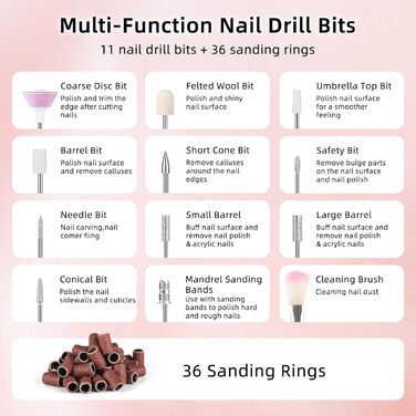 Електричний набір для манікюру та педикюру Nagelfräser: бездротовий фрезер, 5 швидкостей, USB, для гелю, акрилу, Shellac