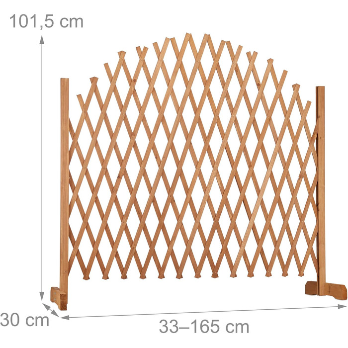 Relaxdays Trellis, extendable, freestanding, for garden, balcony, terrace, climbing aid, HxBxT: 100 x 165 x 30 cm, brown
