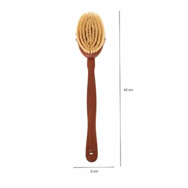 SIDCO Back Brush Pearwood Massage Brush Wood with Removable Handle Natural