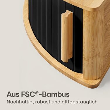 Бротокришка Praknu з дерева з косою та ковзними дверцятами – економія місця – зберігає хліб свіжим – легка збірка з інструкцією (Чорний)