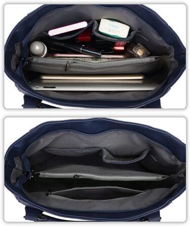 Жіноча сумка-шопер VINBAGGE з PU шкіри, темно-синя, через плече, для офісу та на кожен день