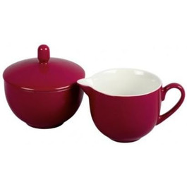 Ritzenhoff & Breker Milk & Sugar Doppio, Red, Milk Jug/Pourer 170 ml, Sugar Bowl ø 9 cm, made of porcelain, dishwasher safe