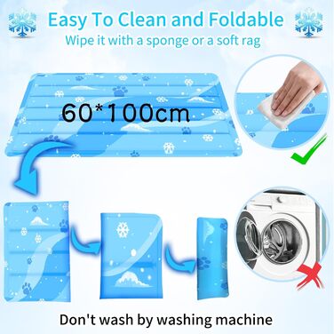 Охолоджуючий килимок для собак та котів з нетоксичного гелю, самоохолоджуючий, зносостійкий, блакитний, 50*90 см