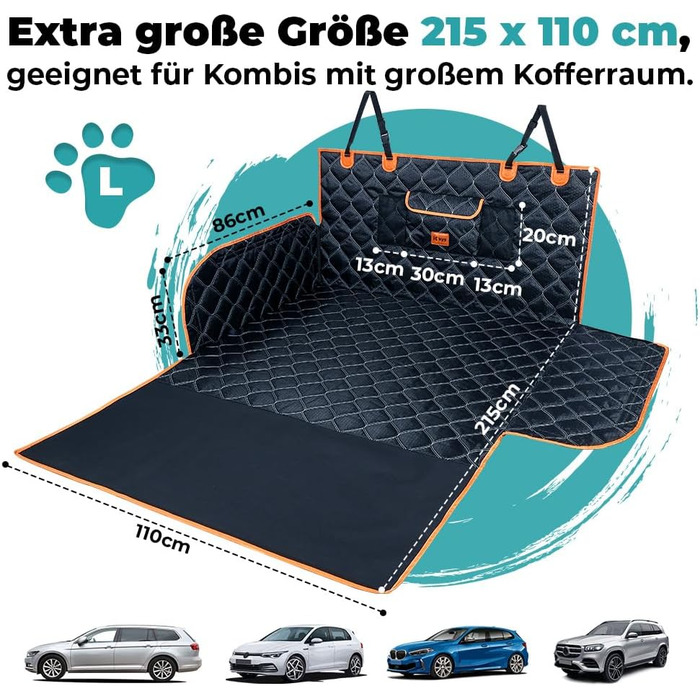 Захисна ковдра для собак у багажник авто KYG, 215x110 см, водовідштовхувальна, антикіготкові властивості, універсальна