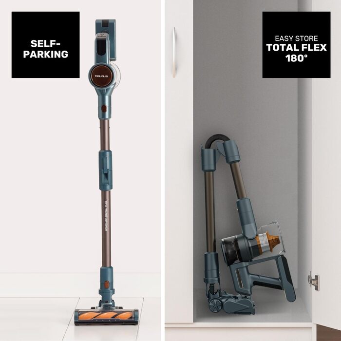 Електричний акумуляторний підмітач Taurus HVCA72592B, блакитно-сірий, з хромованою та мідною фурнітурою