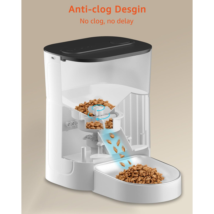 Автоматичний годівниця для котів Balimo 3L з таймером, нічником та мискою з нержавіючої сталі, для собак та котів, Fresh Lock