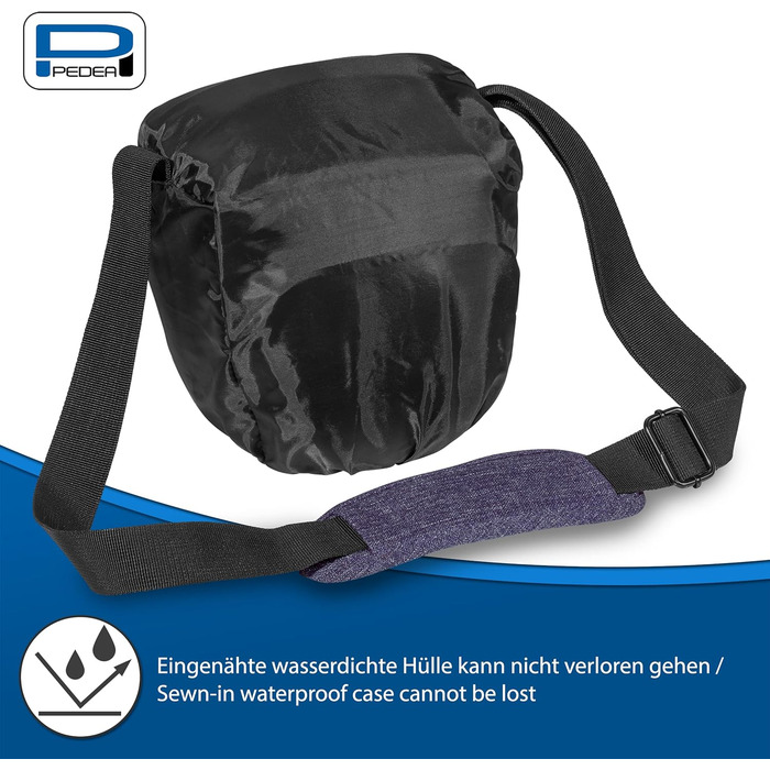 Сумка для камери Pedea: стильна фотосумка для DSLR/SLR камер з дощем. Розмір M, фіолетовий, для аксесуарів та об'єктивів.