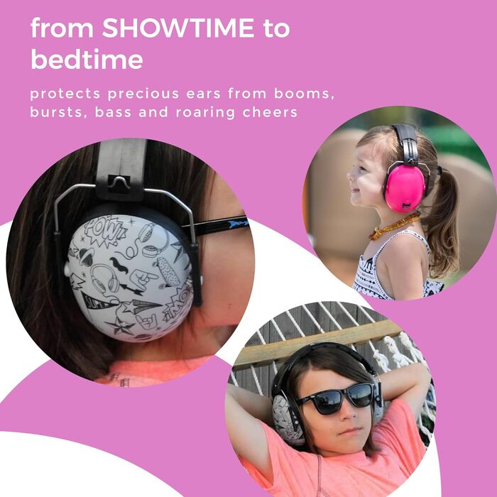 Банд дитячий навушник для захисту від шуму для дівчаток та хлопчиків від 2 років - м'який та регульований - (Метелик)