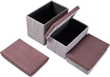 Сходинка для собак en.casa Vojens: 3-ступенева пандус для маленьких собак, котів, для ліжка та дивану, складна, 30 см висота, 75 x 40 x 30 см, коричневий/сірий