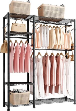 Стійка для одягу VEVOR з 4 перекладинами, 8 гачками та 385,5 кг вантажопідйомністю - для спальні, магазину одягу, прихожої
