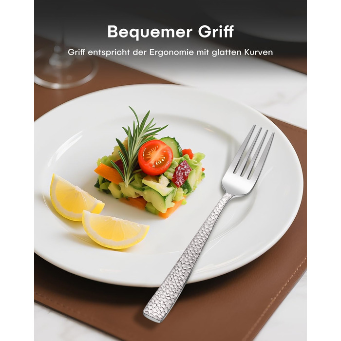 Набір столових приборів Honkku для 6 осіб, 30 предметів, чорний, з нержавіючої сталі, з обробленим ручним молотком, миється в посудомийній машині