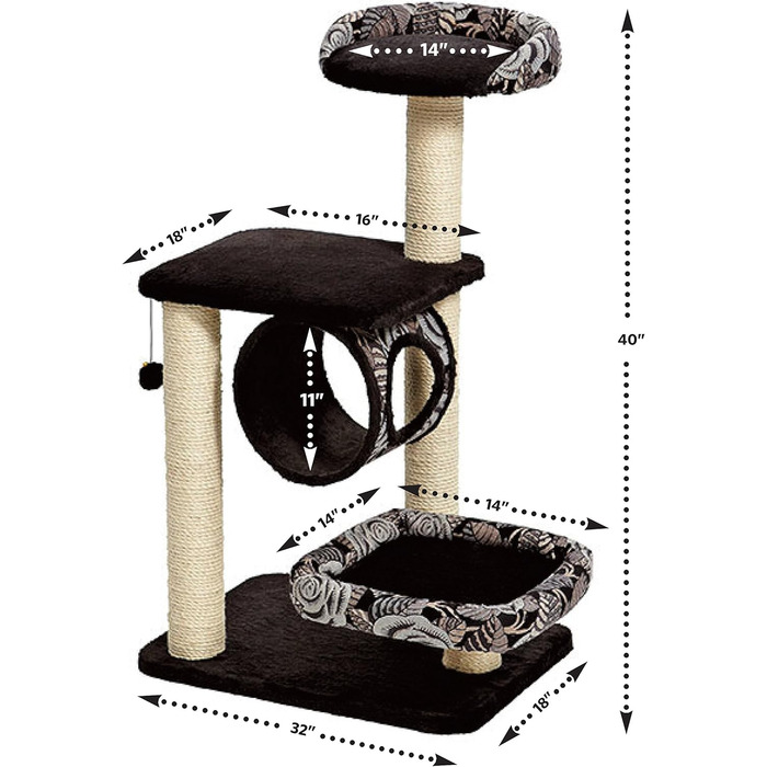 Кігтеточка для котів MidWest Homes Feline Nuvo Grand Forte, 104 см, міцна, з сизалю, для великих і кількох котів