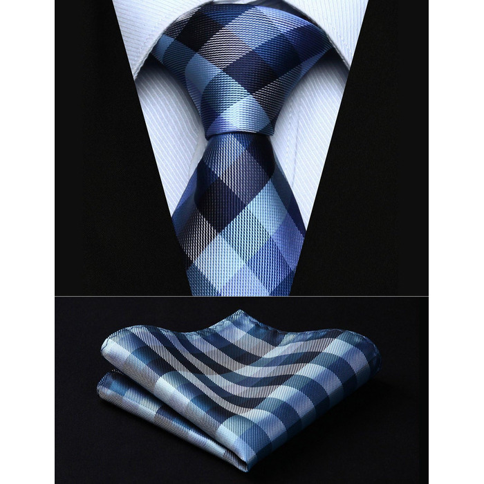 HISDERN Комплект краваток для чоловіків (5 шт.) з нагрудним хустиною. Класичні краватки з шовку для весілля та особливих випадків. У подарунковій коробці.