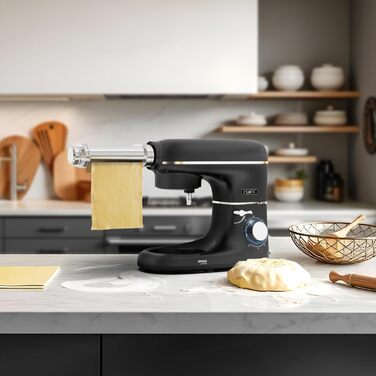 Кухонна машина з машиною для пасти – 2000W, електрична – з нержавіючою чашею 6.2L (чорна)