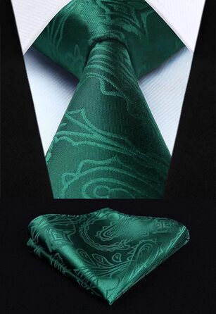 Костюмний комплект Enision для чоловіків: жилет, краватка та нагрудна хустинка з двобортною в'язкою жакард, темно-зелений (S)