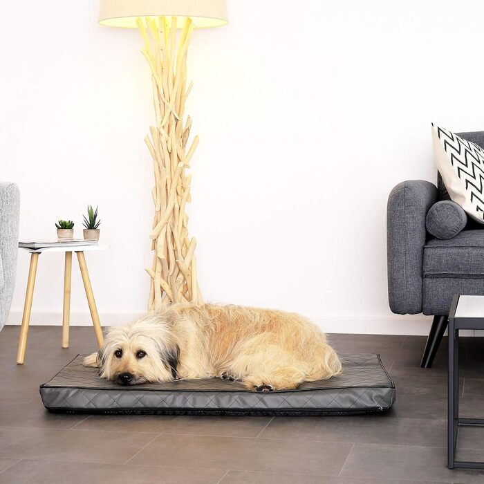 Ортопедичний килимок для собак Lionto з memory foam, 80x55 см, знімний чохол, антиковзаюча підкладка, сірий