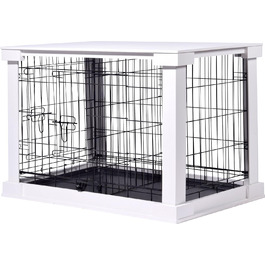 Будка для собак Dobar® Design з дерева, розмір M - будок з поверхнею столу - внутрішня собача будка - собача будка з масиву - журнальний столик - 83 x 55 x 59 см - білий