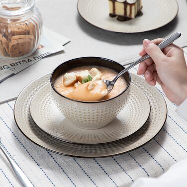 Набір посуду GUTO Tafelservice: 48 предметів (12 тарілок, 12 десертних тарілок, 12 салатників, 12 чашок) - бежевий, кераміка