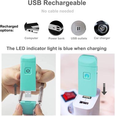 LED лампа-кліпса HONWELL для читання: USB, регулювання яскравості, захист очей, 3 режими, для дітей та офісу (блакитний)