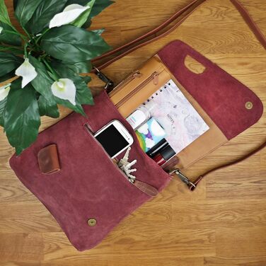 Сумка жіноча LE CONI через плече з натуральної замші Bordeaux/Brown (29x29x6 см) LE3027-VL