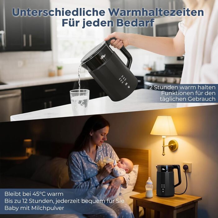 Електричний чайник Bear 1.7L з регулюванням температури, нержавіюча сталь, захист від сухого кип'яття, BPA Free