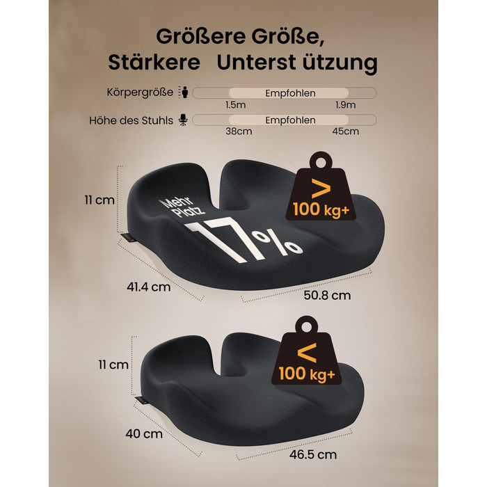 Крісло-подушка ProtoArc для офіса та авто, X-Large, з пам'яті ефектом, чорний, ергономічна підтримка спини