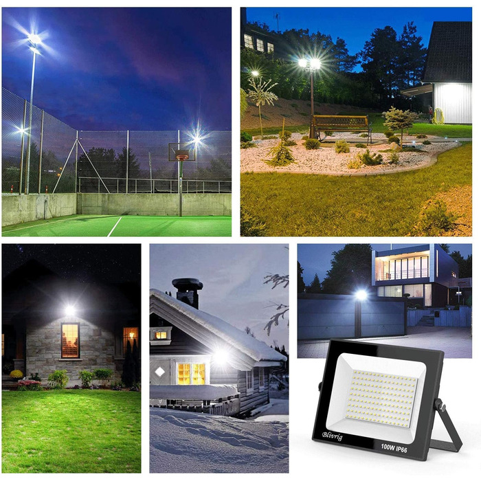 Bright LED Floodlight Outdoor 100W Warm White, Outdoor Floodlight, Super Bright 10000LM Floodlight, Outdoor Spotlight IP66 Waterproof, 3000K Outdoor Spotlight, Warm Floodlight for Garden, Garage, Yard (Warm White, 100W)