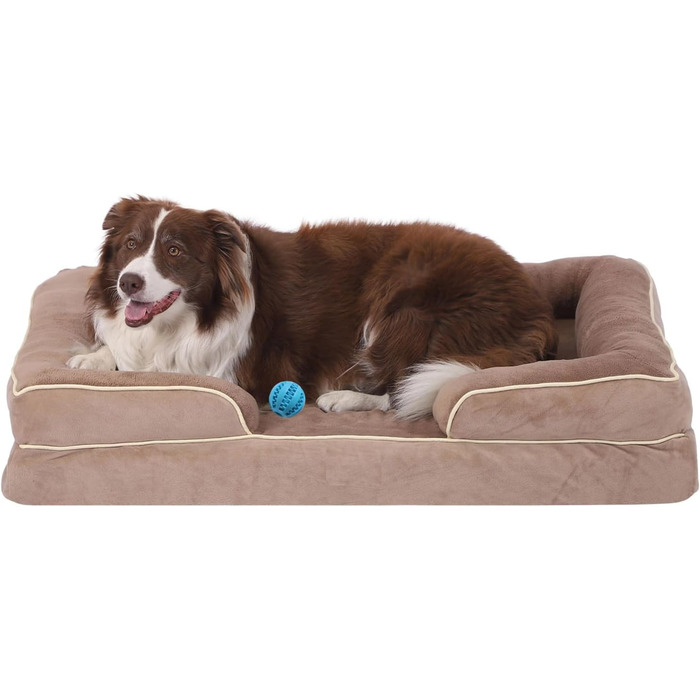 Зручне ортопедичне ліжко для собак середніх порід, хакі, 75x50x15 см. Легко миється, з неслизьким дном