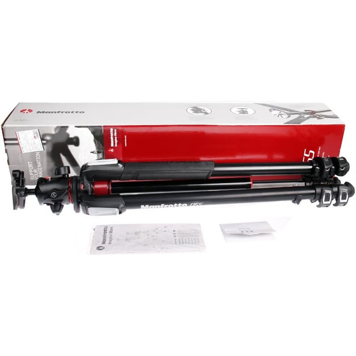 Штатив Manfrotto 055XPRO3 з алюмінію - комплект з триногим наголовником - професійний штатив для фото та відеозйомки, 3 сегменти, для DSLR та аксесуари