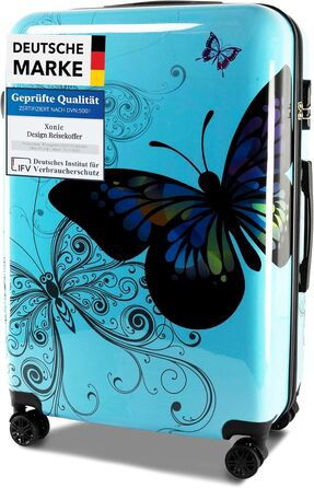 Чемодан Xonic Design: жорсткий корпус, 360° колеса, кодовий замок, полікарбонат. Розміри M, L, XL або набір (Butterfly, XL). XL Butterfly