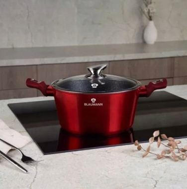 Ексклюзивна каструля Blaumann Metallic Line Burgundy 4л з кришкою