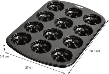 ORIGINAL KAISER Inspiration Gugelhupf Muffin Tin for 12 Muffins, Muffin Baking Sheet 38x27 cm, non-stick coated, Standard Size & Classic Mini Tartlets 6 Pieces, Tartlet Molds 10 cm